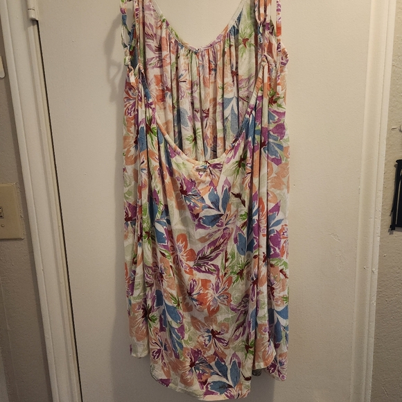 🛍 3/$10 Roxy Floral Tropical Beachy Summer Fling Swimsuit Cover Up Mini Dress L - Picture 2 of 6